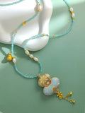 Gourd Pendant Necklace – A Blessing of Fortune and Luck, Handmade with Pearls