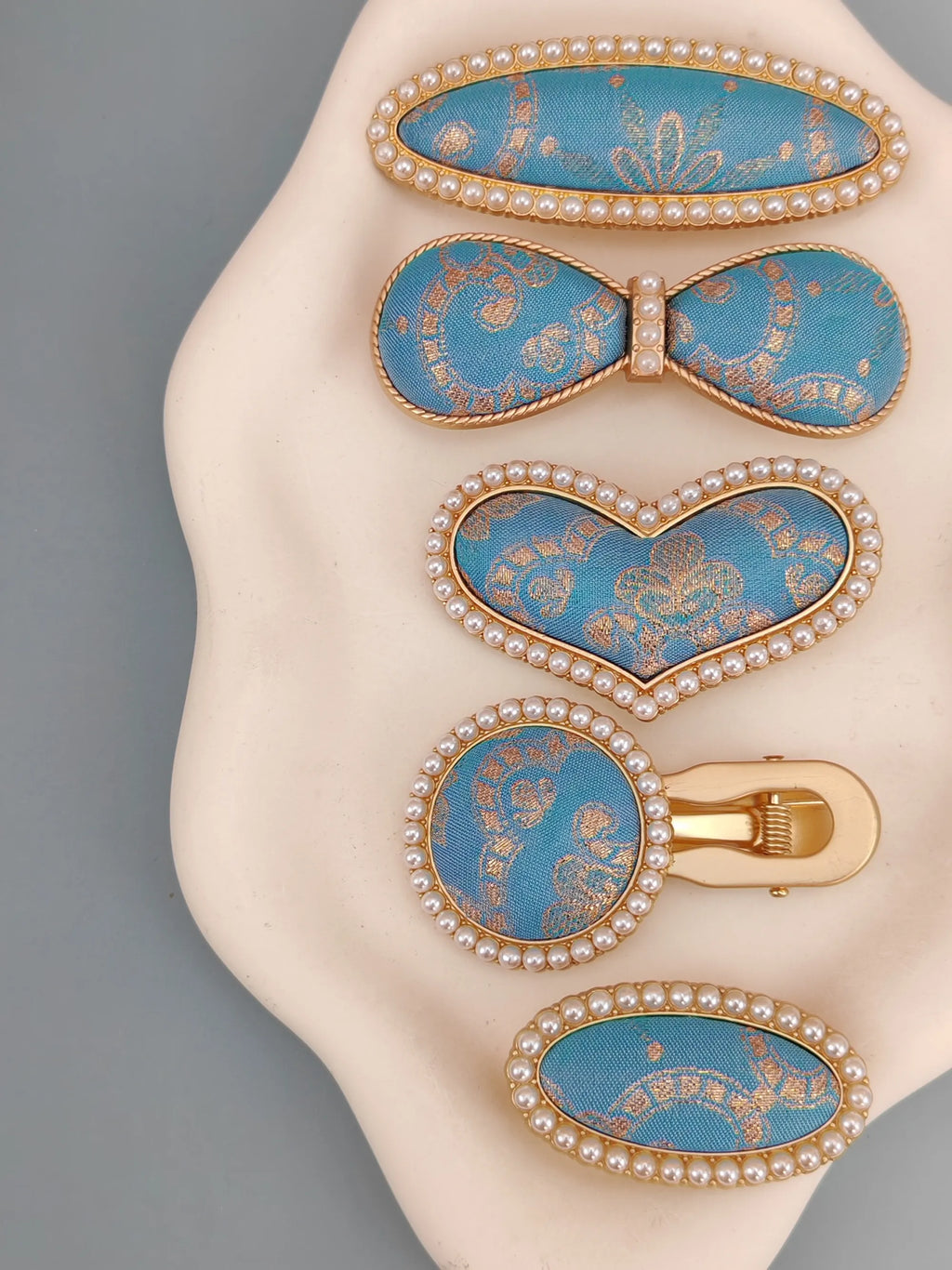 Pearl-Style Brocade Hair Clip – Handmade Designs