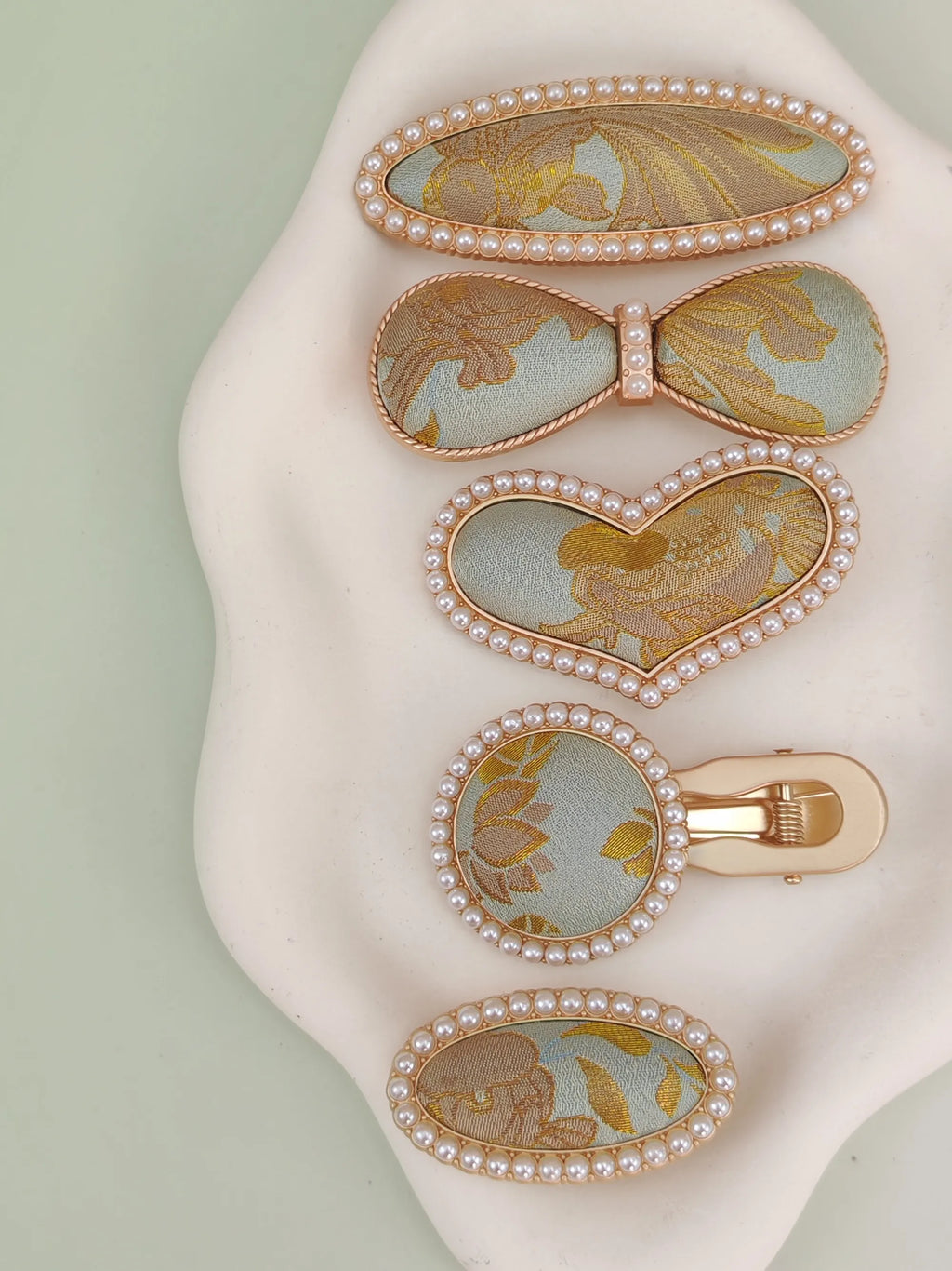 Pearl-Style Brocade Hair Clip – Handmade Designs